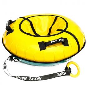 Тюбинг с пластиковым дном 110 см желтый